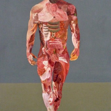 Carnivore 2, 
paper collage, acrylic on wood,
60x40 cm